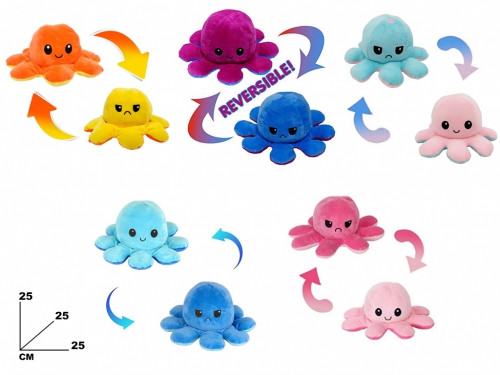 PELUCHE POLPO DOUBLE FACE CM 25 - 5 ASST
