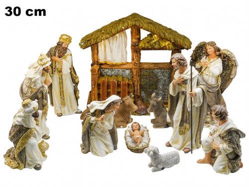 SET NATIVITA' 12 PEZZI 30 CM E CAPANNA