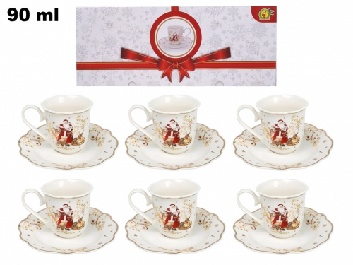 SET 6 TAZZINE CON 6 PIATTINI DECORATIVI