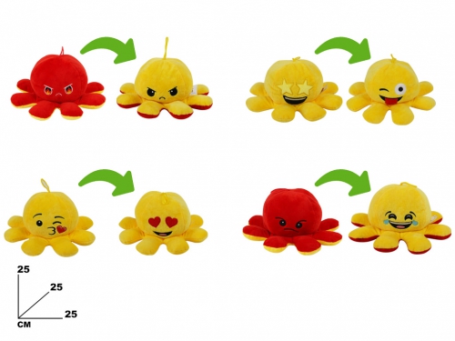 PELUCHE POLPO EMOJI DOUBLE FACE CM 25