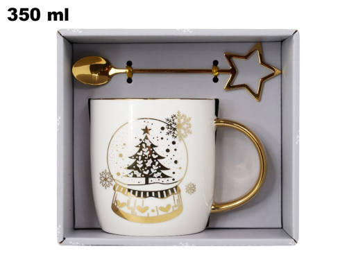 TAZZA CON MANICO DORATO E CUCCHIAINO