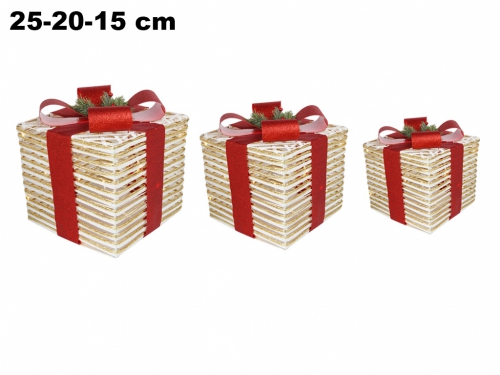 SET 3 PZ PACCHI REGALO CON LED E FIOCCO