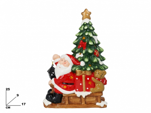 BABBO NATALE SU SLITTA CON ALBERO