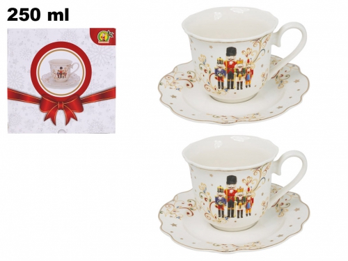 SET 2 TAZZINE CON 2 PIATTINI DECORATIVI