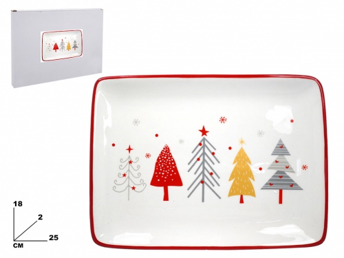 PIATTO RETTANGOLARE DECOR. NATAL. 25,5