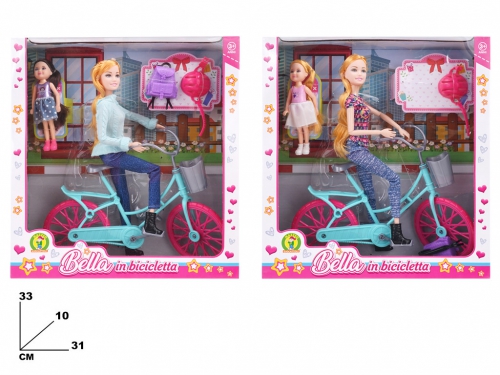 BAMBOLA BELLA IN BICICLETTA