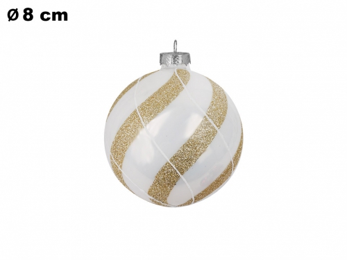 SFERA NATALIZIA BIANCA E ORO 8 CM