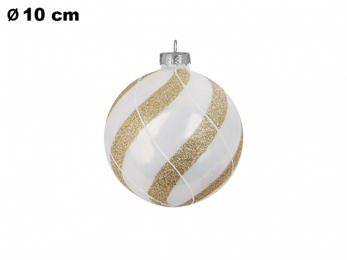 SFERA NATALIZIA BIANCA E ORO 10 CM