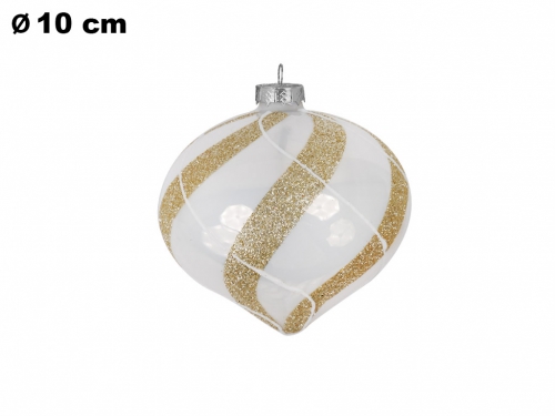 SFERA NATALIZIA BIANCA E ORO 10 CM