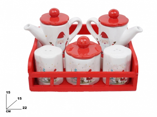 SET CUCINA 5 PEZZI DECORATIVO NATALIZIO