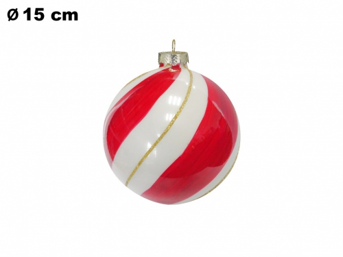 SFERA NATALIZIA ROSSA E BIANCA CM 15