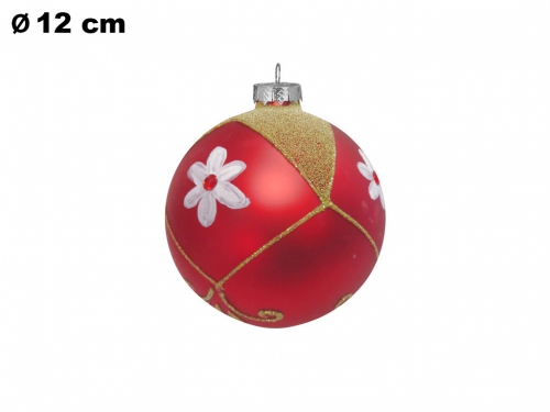 SFERA NATALIZIA ROSSA CON FIORE CM 12