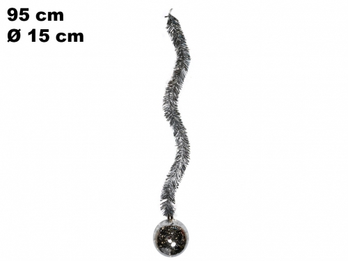 SFERA SILVER CON LED E TINSEL DIA CM 15