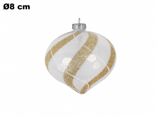 SFERA NATALIZIA BIANCA E ORO 8 CM
