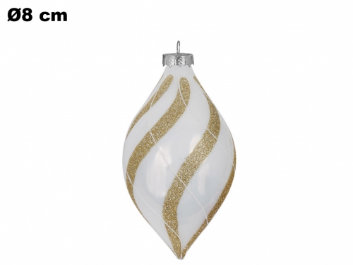 SFERA NATALIZIA BIANCA E ORO 8 CM