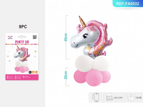SET PALLONCINI UNICORNO ROSA 45+25CM 9PZ