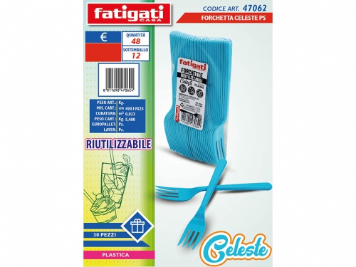 FORCHETTA RIUTILIZZABILE CELESTE 30PZ