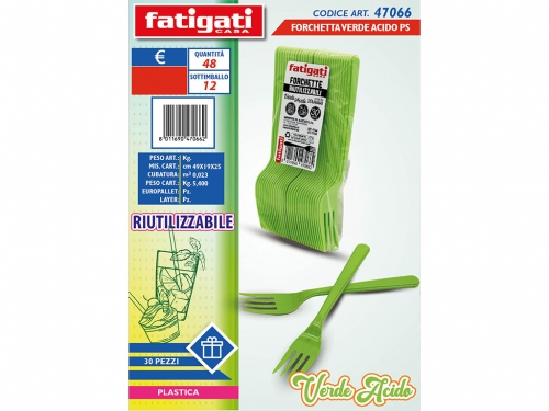 FORCHETTA RIUTILIZZABILE VERDE ACID 30PZ