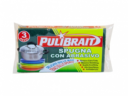 SPUGNA CON ABRASIVO PULIBRAIT 3PZ