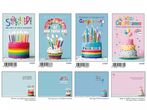 BIGLIETTI COMPLEANNO C/FOIL OLOGRAFICO