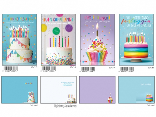 BIGLIETTI COMPLEANNO C/FOIL OLOGRAFICO