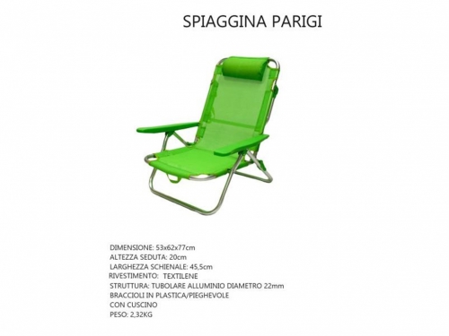 SPIAGGINA VERDE PARIGI 53x62x77 ALLUMINI