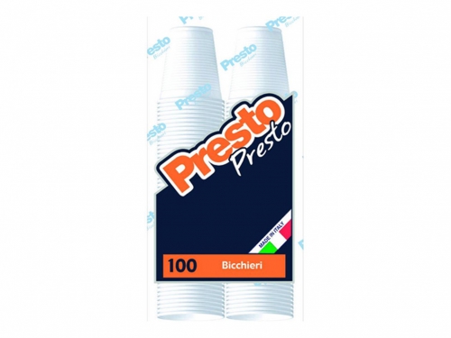 PRESTO BICCHIERI BIANCHI 100PZ       NET