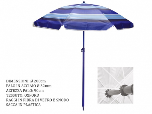 OMBRELLONE OXFORD BLU Ø200 PALO 32MM