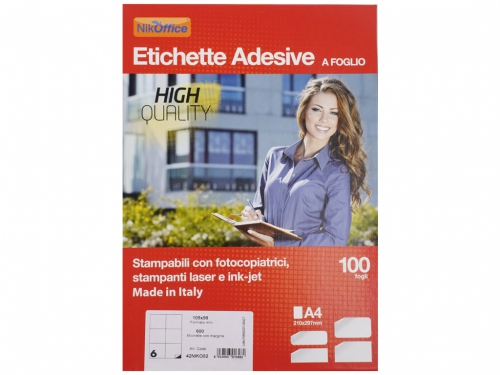 ETICHETTE ADESIVE A4 F.TO 105X99 CF.100
